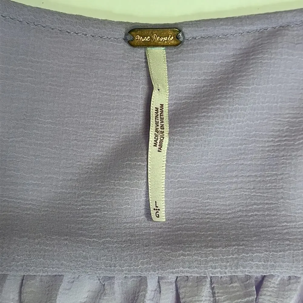 Free People Lolita Lavender Purple Smocked Boho Cottagecore Fairy Top Size L